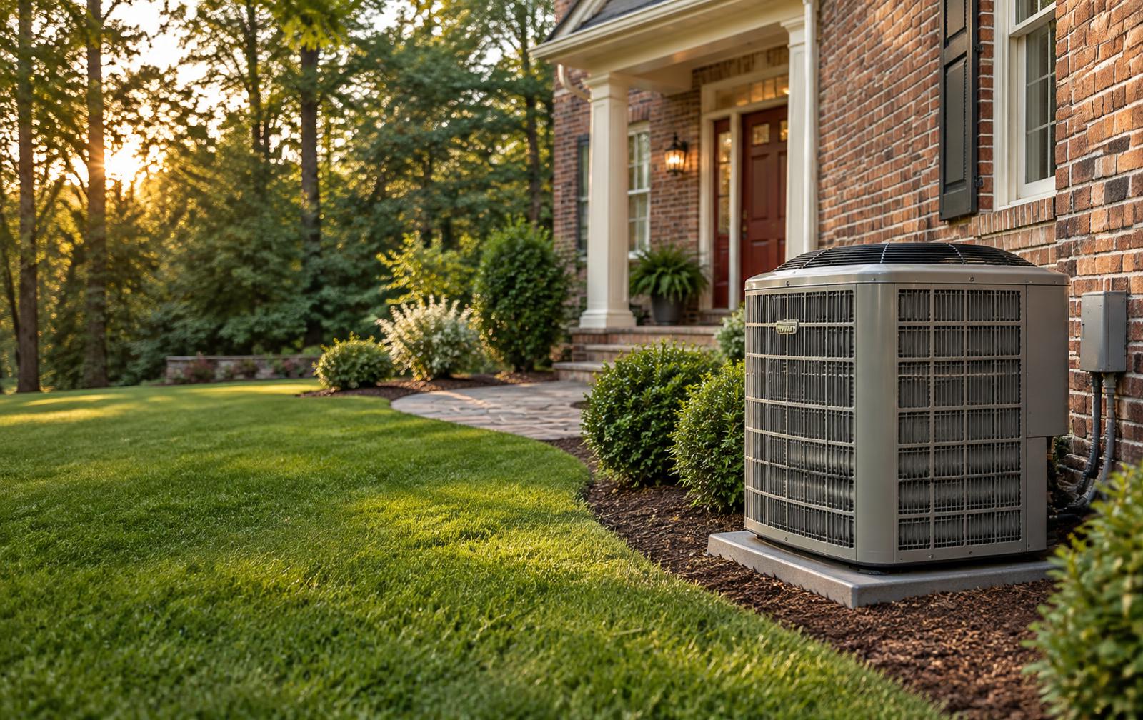 Residential air conditioning system outside a Stone Mountain home